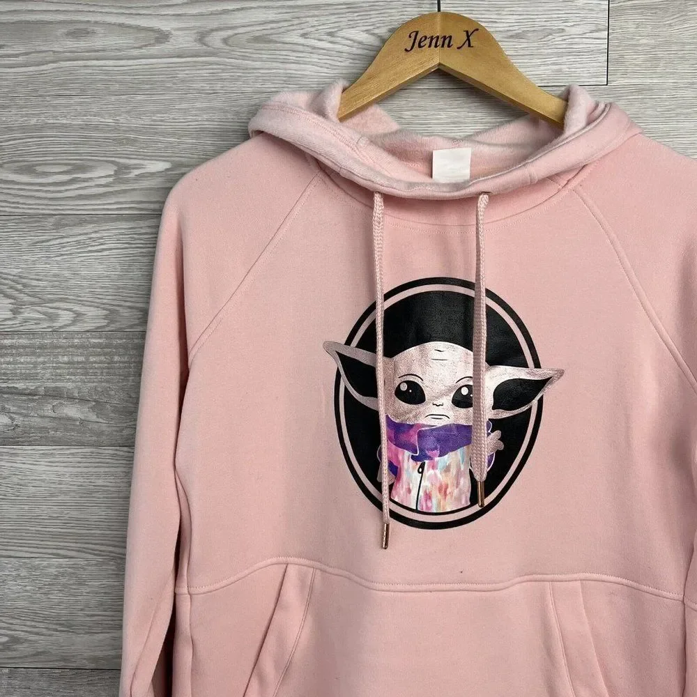 NWOT Athletic Works Customized “Philip” Pink Baby Yoda Hoodie Sweatshirt Men's_2